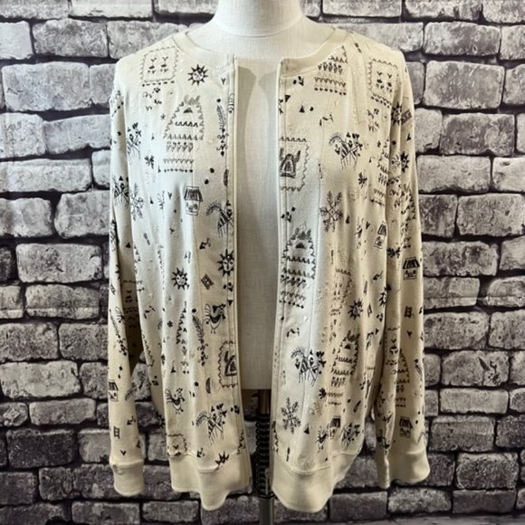 Chico's Tops - Chico's Design Beige & Brown Long Sleeve Sweatshirt Size XL